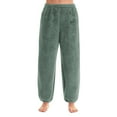 thumbnail image 2 of dGslk Womens Cozy Fleece Pajama Pants Soft Plush Sleepwear Lounge Bottoms Elastic Waist Relaxed Fit Warm Winter Homewear Army Green L, 2 of 2