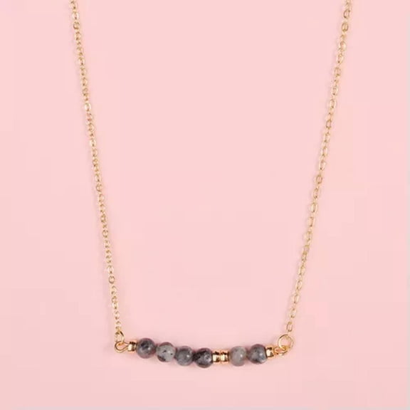 Dainty Natural Stone Bar Choker Necklace with Gold Cross Short Chain Necklaces