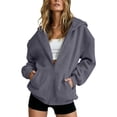 thumbnail image 2 of BFRGSIJ Full Zip Up Hoodie for Women Drawstring Hooded Sweatshirt Lightweight Casual Fall Winter Jacket with Pocket XL, 2 of 5