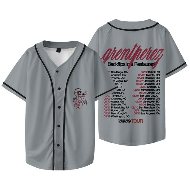 Grentperez Backflips In A Restaurant Tour Veste de Baseball Tee Unisexe Col en V Manches Courtes T-Shirts