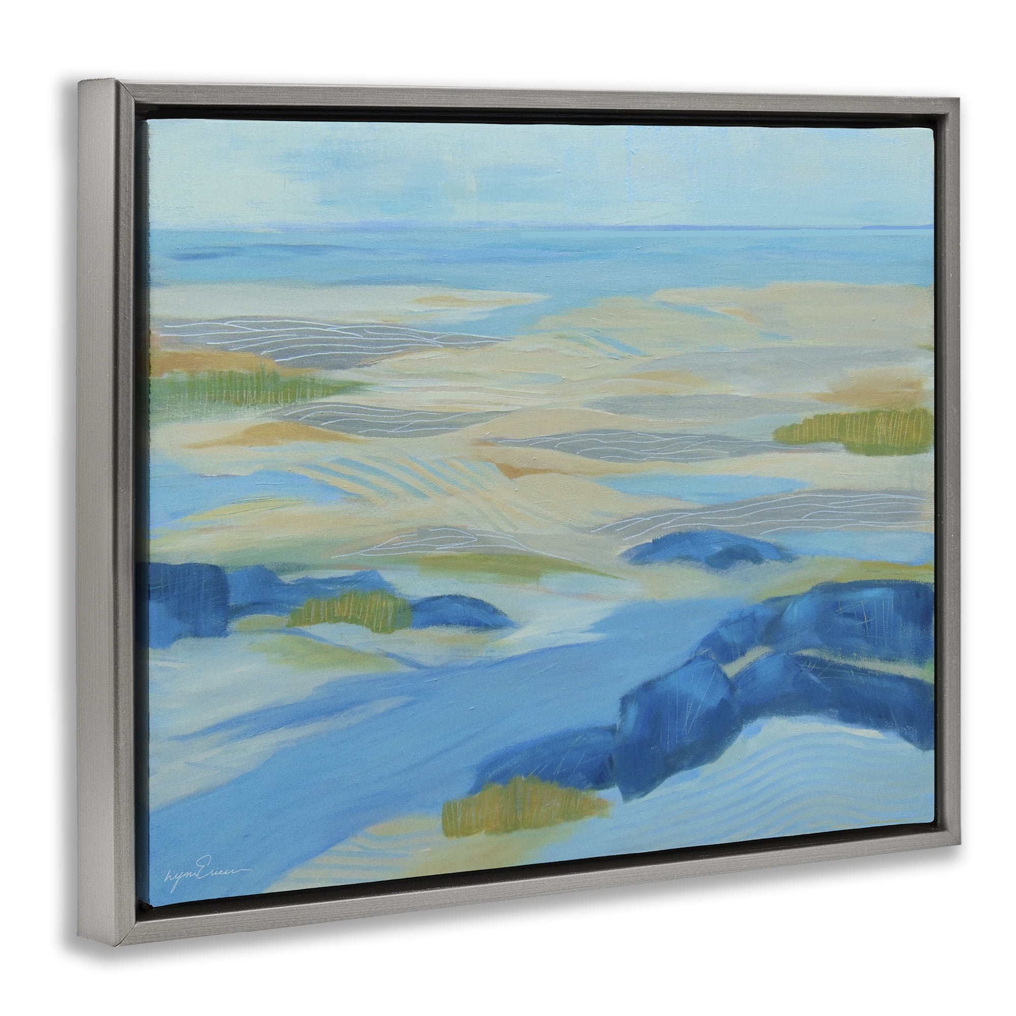 Stupell Industries Coastal Walk Among Dunes Gray Framed Floater Canvas Wall Art, design by Lynn Ericson Fine Art