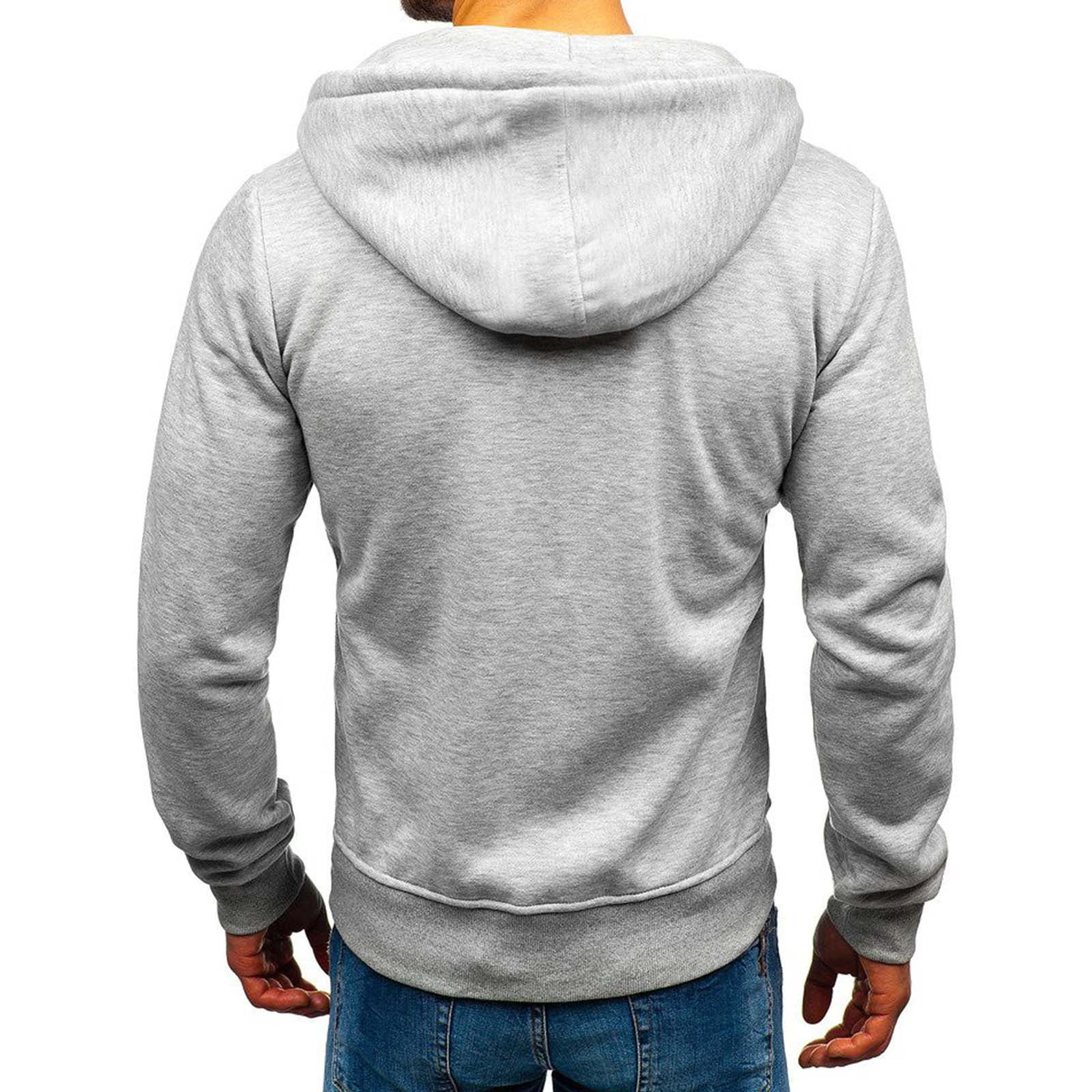 Outfmvch Hoodies For Men Hoodie Thick Fleece Custom Graphic Printed Hooded Shirt Sweat Men Luxury Hoodie Zip Up Hoodie Gray Xl