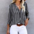 thumbnail image 2 of Hueook Womens T Shirts Plaid Women's Tops Striped Printed Breasted Long Sleeve Shirt Blouse Tops Gray XL, 2 of 9