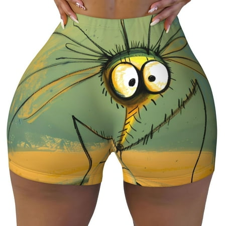 Workout Shorts Women  Quirky Cartoon 123 Biker Shorts for Women Running Gym Spandex Shorts Tummy Control