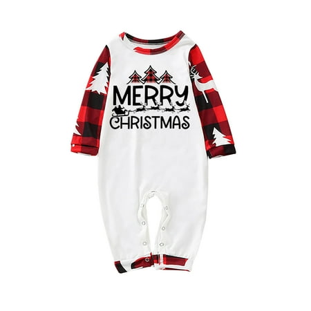 

KEJIG Stylish Baby Christmas Striped Printing Long Sleeve Jumpsuit Family Clothes Pajamas