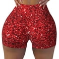 thumbnail image 2 of Honeii Red Glitter Print Women's Workout Shorts, Gym Shorts for Active Wear, Sports Shorts,Women's Running Shorts,Quick Dry Athletic Shorts-X-Large, 2 of 8