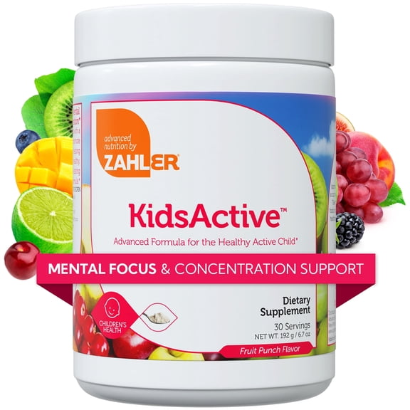 Zahler KidsActive Focus Gummies for Kids, Concentration Formula Powder, Kids Focus Gummies & Focus Supplement, Fruit Punch Flavor, 30 Servings