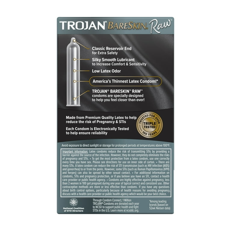 Trojan Raw Thinnest Premium Latex Lubricated Condoms for Men, 10 Count  HSA/FSA Eligible - Walmart.com