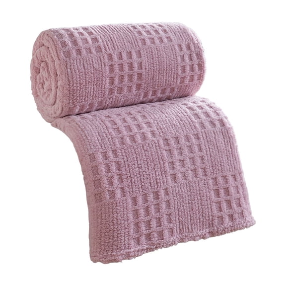Make Your Bed Waffle Jacquard Blanket 70x100cm, Multifunctional Soft Pink Polyester Cover for Bed or Sofa, Decorative Blankets for Bed