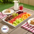 thumbnail image 4 of US Acrylic Avant 15" x 10" Plastic Stackable Serving Tray in White | Set of 3 Appetizer, Charcuterie, Food, Snack, Dessert Platters | Reusable, BPA-Free, Made in The USA, 4 of 5
