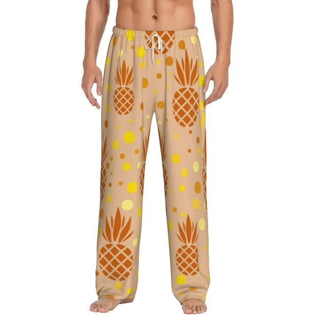 Kdxio Pineapples Print Mens Pajama Pants Set Sleep & Lounge Pants, PJ Bottoms with Pockets and Button Fly-XX-Large