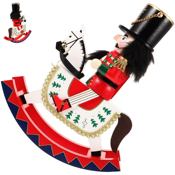 Raindrops 1Pack Christmas Nutcrackers Decoration Wooden Soldier Horse for Indoor Kitchen Decor 11.8x9.8x3.1in