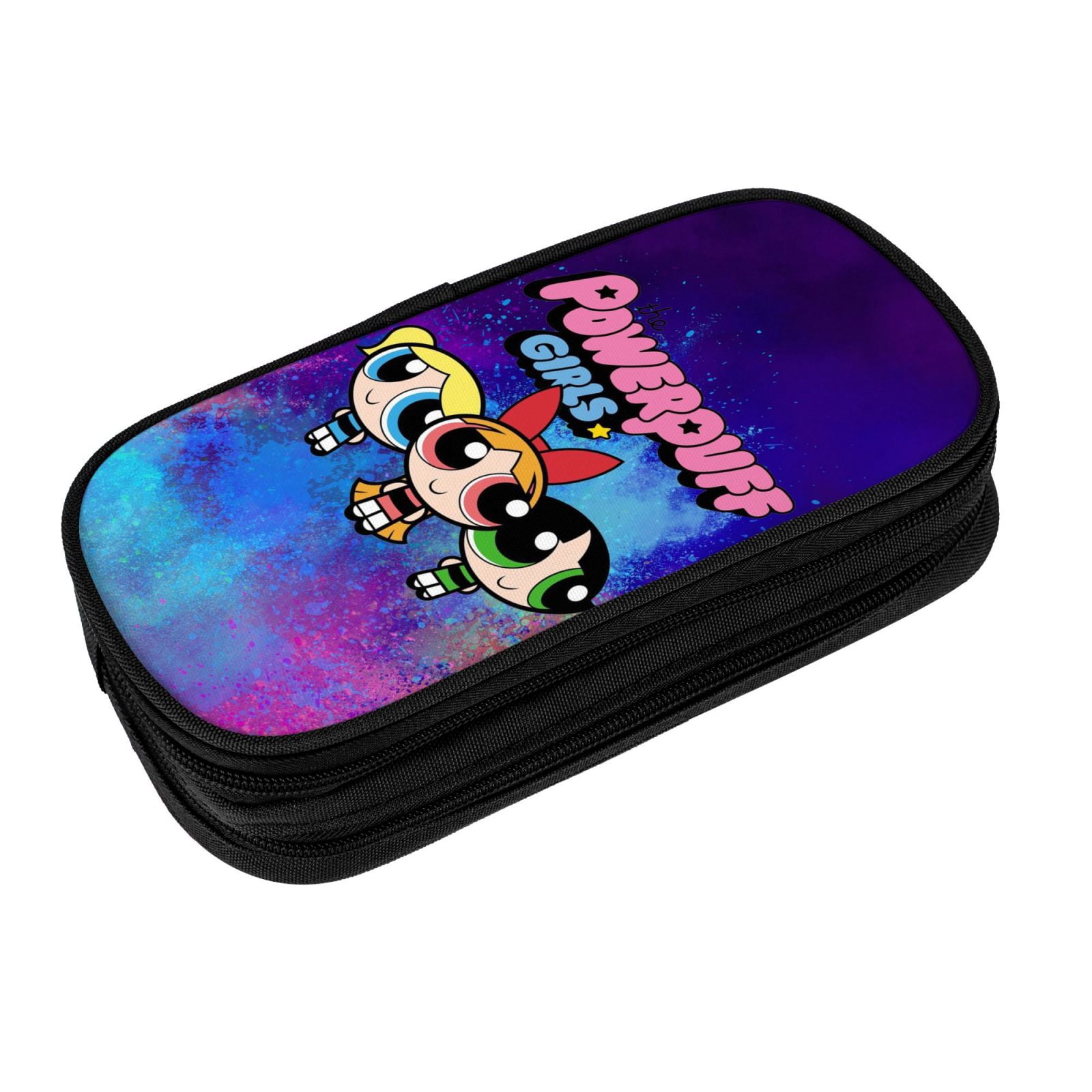 The Powerpuff Gi-rls Pencil Case Large Capacity Pencil Pouch Penbag Office Stationery Organizer Travel Makeup Bag Black