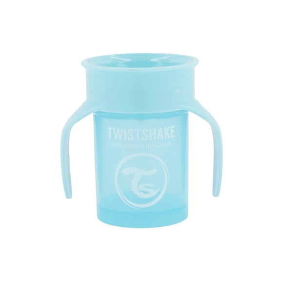 Taza 360 Twistshake, 230 ml, Borde Innovador, Asas Ergonómicas, Libre de BPA, Azul