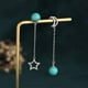 thumbnail image 1 of Pendientes para mujer, regalos para mujer, pendientes asimétricos con borlas y incrustaciones de turquesa, joyería de moda., 1 of 5