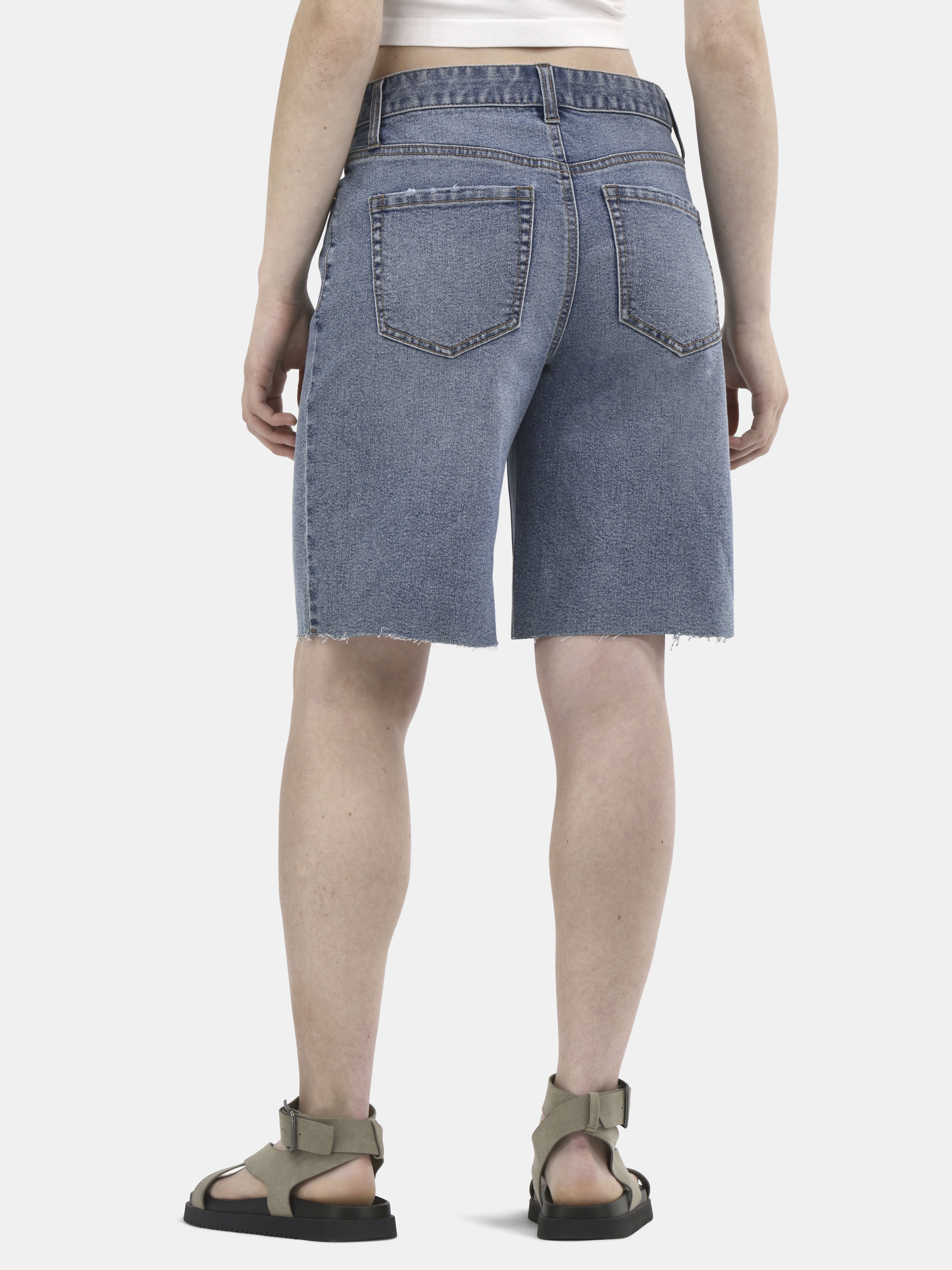 No Boundaries Denim Fray Jorts, Women's and Women's Plus