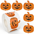 thumbnail image 3 of Sticker-Halloween Decorations-Halloween Pumpkin Stickers Roll Pumpkin Shape Decals Orange Sparkly Self Adhesive Stickers for Halloween Envelope Scrapbook Decor 500Pcs, 3 of 7