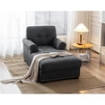 thumbnail image 4 of Bowery Hill Modern Linen Fabric Indoor Chaise Lounge in Gray, 4 of 12