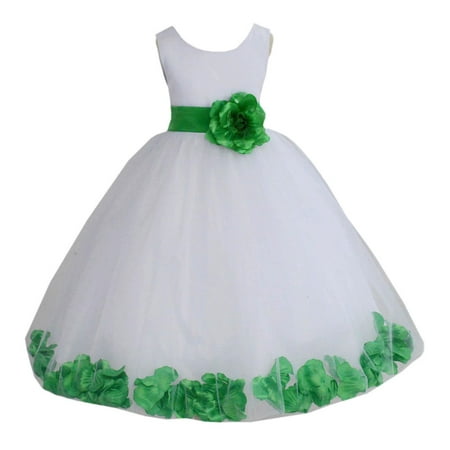 

Ekidsbridal Satin White Lime Tulle Petal Flower Girl Dress for Beauty Pageant Toddlers Dancing Fashion Gowns 302S 6