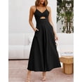 thumbnail image 2 of Vestido BTFBM 2025 sin mangas, escote en V, abertura frontal, negro, talla grande, 2 of 8