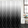 thumbnail image 2 of Black Ombre Bathroom Shower Curtains with 12 Hooks Polyester Waterproof Shower Curtain for Stalls and Bathtubs Modern Geometric Abstract Rhombus Striped Decorative Bathroom Curtain 66x72 Inches, 2 of 9