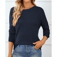 thumbnail image 4 of QUALFORT Women’s 100% Cotton Crew Neck Long Sleeve Pullover Sweater – Soft Lightweight Knit Top, 4 of 7
