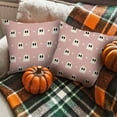 thumbnail image 5 of Nmdmisc Halloween Pillow Covers 18x18Inch Cute Pink Ghost Bowknot Stripe Striped Print Throw Pillows Outdoor Halloween Decorative Pillow Case Linen Cushion Covers Rustic Decor for Couch Sofa Bed, 5 of 6