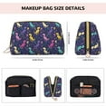 thumbnail image 2 of Bingfone Colorful Dinosaur Print Leather Makeup Bag, Portable Hand-held Zipper Female Cosmetic Bag Toiletry Bag, Suitable for Home and Travel, 2 of 6