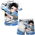 thumbnail image 1 of Conjuntos de ropa Demon Slayer para bebés y niñas, camisetas de manga corta de verano y pantalones cortos, 2 uds./trajes, nuevos trajes informales estampados 7T Gao Jinjia LED, 1 of 2