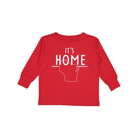 Inktastic It's Home- State of Wisconsin Outline Boys or Girls Long Sleeve Toddler T-Shirt