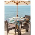 thumbnail image 3 of Outdoor Tablecloths with Umbrella Hole & Zipper, Octopus Coastal 60x60 Inch Square Tablecloths, Summer Nautical Starfish Coral Beige Waterproof Table Cloth, Patio/Pool/Picnic Table Covers, 3 of 8