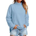 thumbnail image 3 of TZZQ Women Mock Neck Pet Pouch Hoodie Sweatshirt with Cat Carrier Pouch Oversized Cat Carrier Hoodie with Pull Pocket for Dogs Soft Snack Hoodies Cut Kitten Puppy Holder Pullover Top Sky Blue Xxl, 3 of 4
