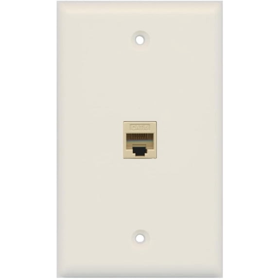 RiteAV 1 Gang Cat6 Wall Plate - Light Almond 1 Port