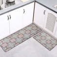 thumbnail image 2 of Paco Printed Kitchen Mat - Red & Gray Tile Design - 32" x 20" - Stylish & Durable - Ideal for Homeowners & Renters - Non Slip & Comfort Floor Mat, 2 of 5