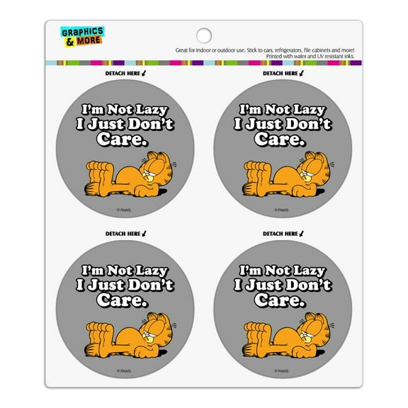 Garfield I'm Not Lazy Refrigerator Fridge Locker Vinyl Circle Magnet Set