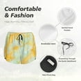 thumbnail image 6 of Lsque Yellow With Teal Marble Printed Women's Running Shorts with Liner Pockets,Elastic Quick Dry Workout Athletic Gym Yoga Shorts,Womens High Waist Shorts-Medium, 6 of 9