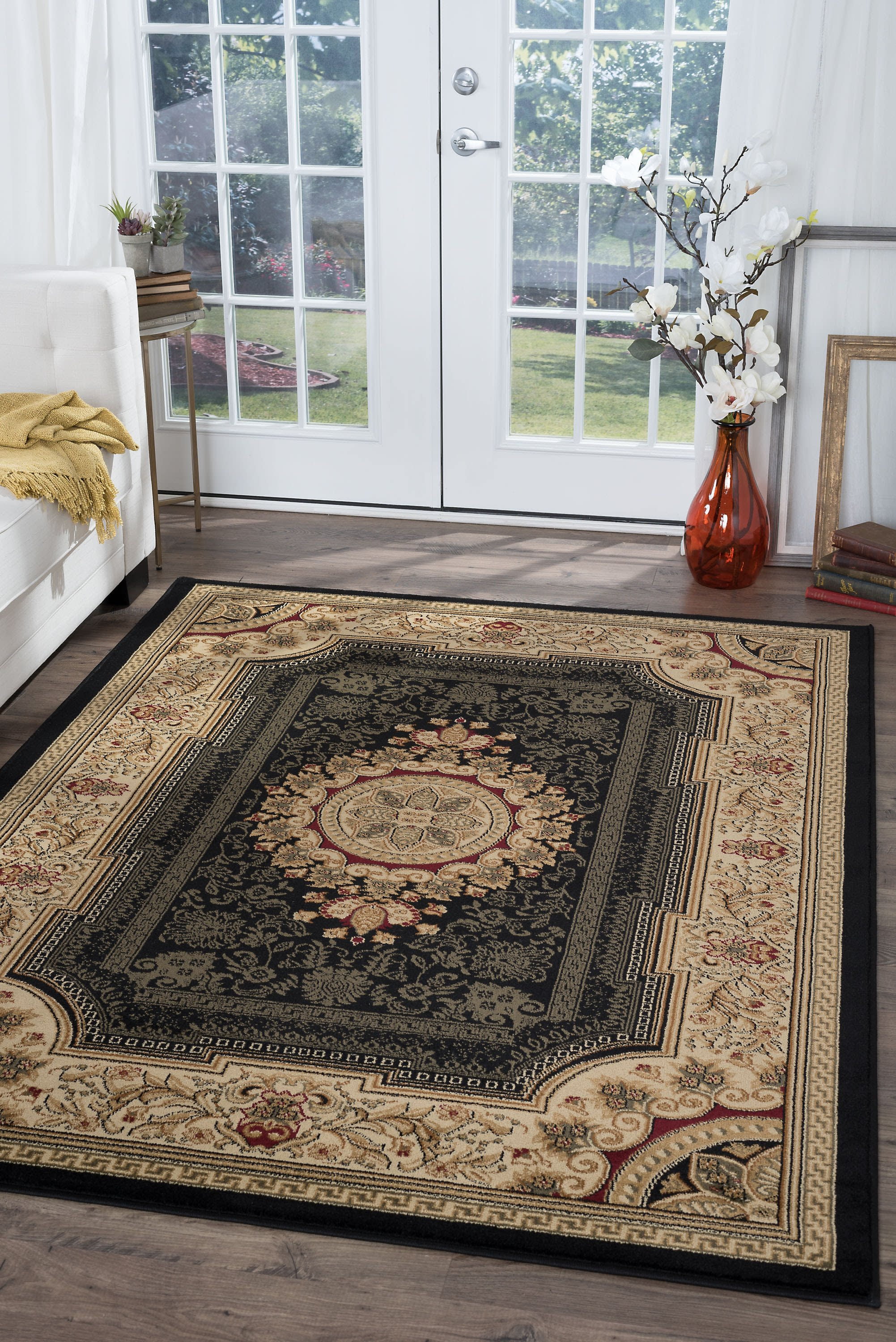 Traditional 11x15 Area Rug (10'6'' x 14'6'') Oriental Black, Beige
