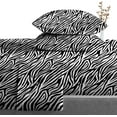 thumbnail image 2 of 500-Thread Count Pure Egyptian Cotton Sheets, Full XXL (54" x 84") Size Sheet Set, 4-PCs Sheet Set, Full XXL Size, Fits 25-30" Deep Pocket Sheets, Bed Sheets, Zebra Print, 2 of 5