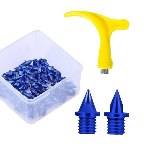 yotijay 50 Pieces Track Shoe Spikes 5mm Replacement for Outdoor Sports Short Running Blue