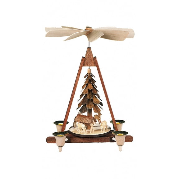 German christmas pyramid Deer, hand-carved, height 30 cm / 12 inch, natural, original Erzgebirge by Müller Seiffen