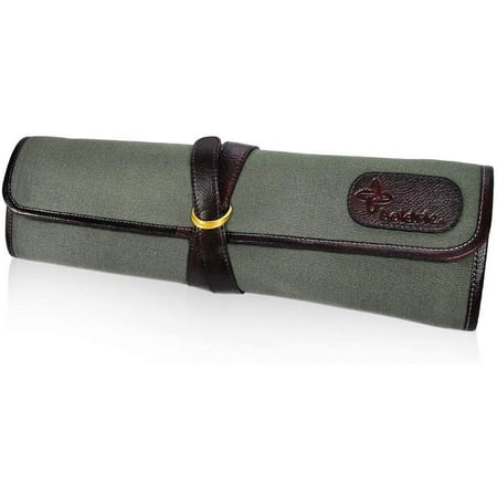 

BBNBDMZ Cotton Canvas DD Hook Tie Chef Knife Bag \u2013 Professional Canvas Travel Roll Carrier Case With Water Hide Trim - 7 Tool Holder Slots For Knives Pens Pencils Spoons (Green)