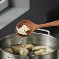 thumbnail image 6 of Wooden Cooking Utensil Teak Slotted Spoon For Cooking Natural Wood Colander Spoon With Holes Long Handle Teak Strainer Spoon With Teeth For Straining Draining Egg Meat Cooking Utensils Home Decor, 6 of 7