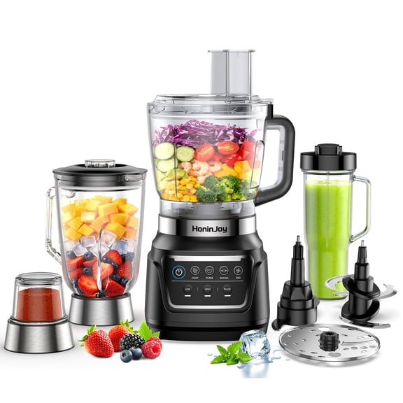 HoninJoy 10-in-1 Professional Blender for Smoothies & Food Processor, 6 Preset Auto-IQ Programs, Best for Smoothies,Cookie Dough, Salsas,Ice Crushing, Dishwasher Safe for Kitchen & Home Use