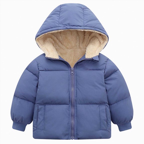 Toddler Boys Coats & Jackets Winter Solid Color Thick Hooded Long Sleeve Warm Tops Coat Sportwear,Solid Winter Coat 12-18 Months
