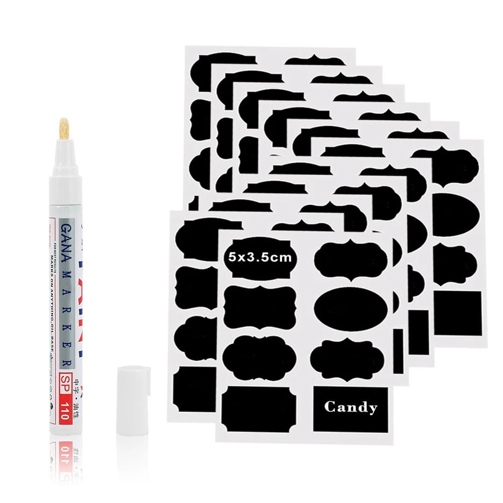 ATOMUS 96pcs Chalkboard Labels Stickers Waterproof Chalk Label Stickers for Storage Bins Glass Jars Canisters Bottles（Can be customized）