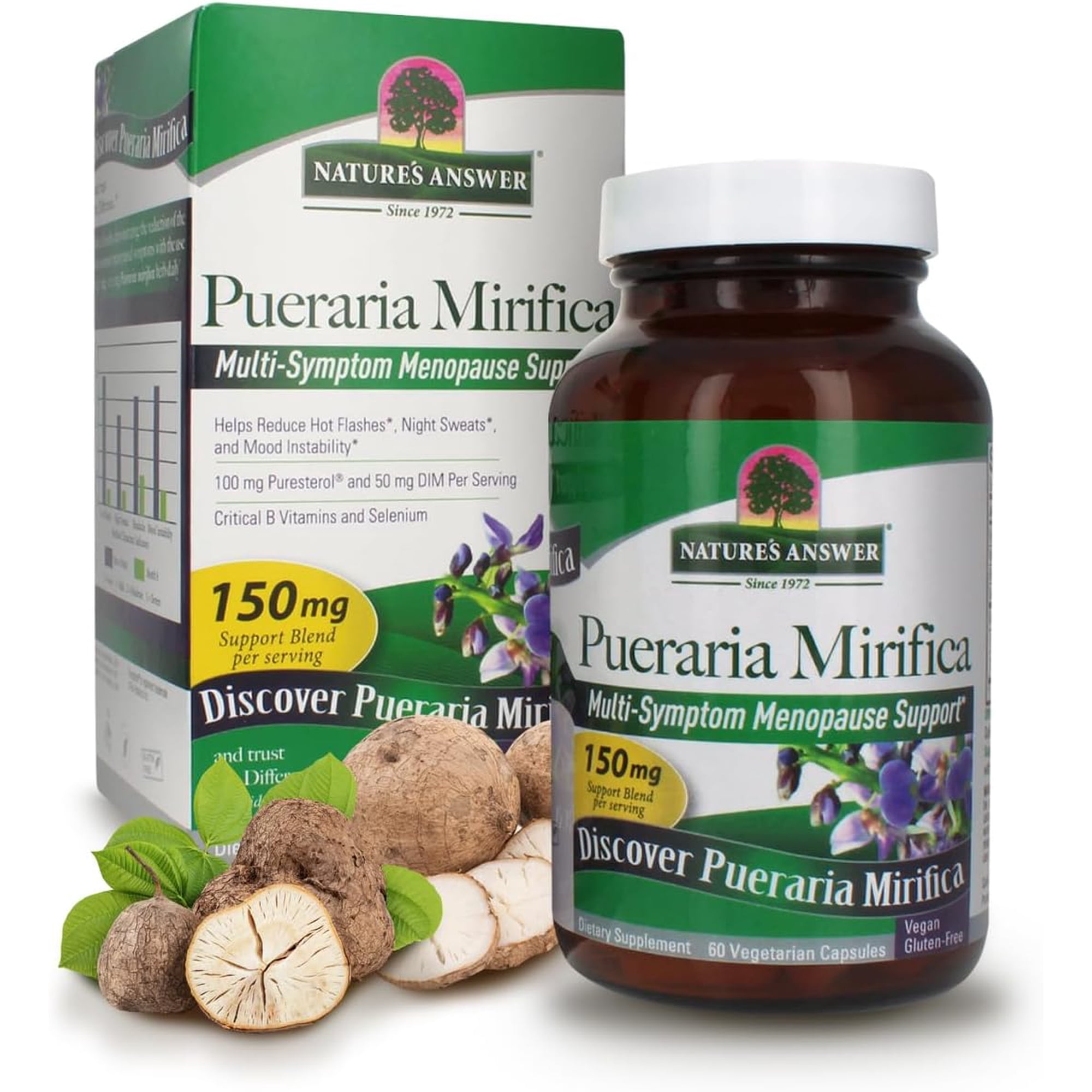 Nature's Answer Pueraria Mirifica Multi-System Menopause Support 150 mg Vegetarian Capsules, 60-Count