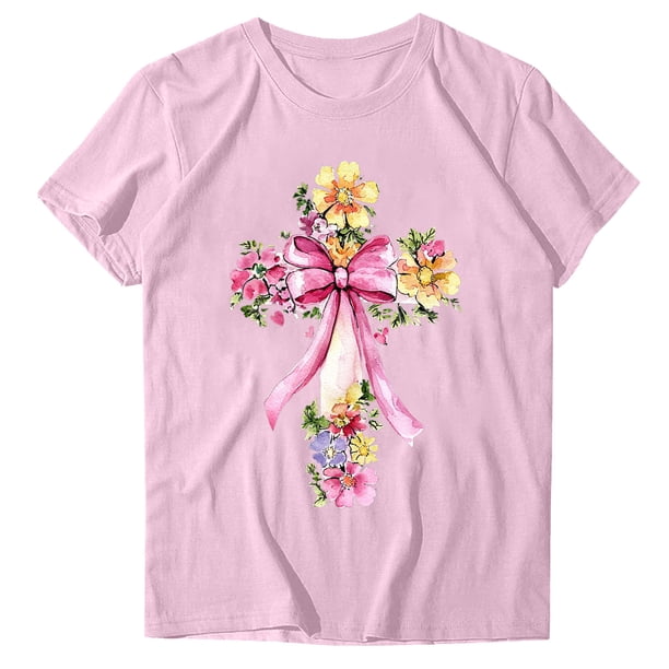 Blusas de Manga Corta para las Mujeres Divertida Impresión Cuello Redondo Camiseta Vintage, Blusas de Primavera para las Mujeres