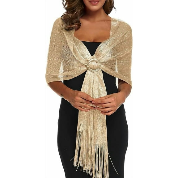 Sparkling Shawls and Wraps with Buckle Metallic Shawls and Wraps Evening Pashmina Wraps Shiny Shawls for Evening Party Dresses Wedding Party