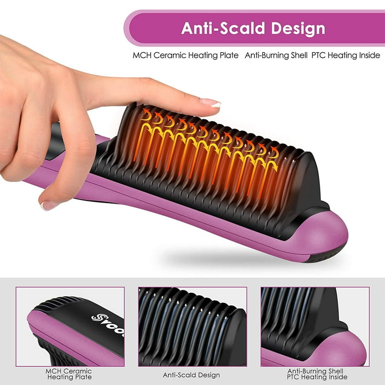 Hair Straightener Brush - Fast Heating Ionic Hair Straightener Comb with 16  Temp Settings, Anti-Scald & Auto-Off Function for Home Salon Help You