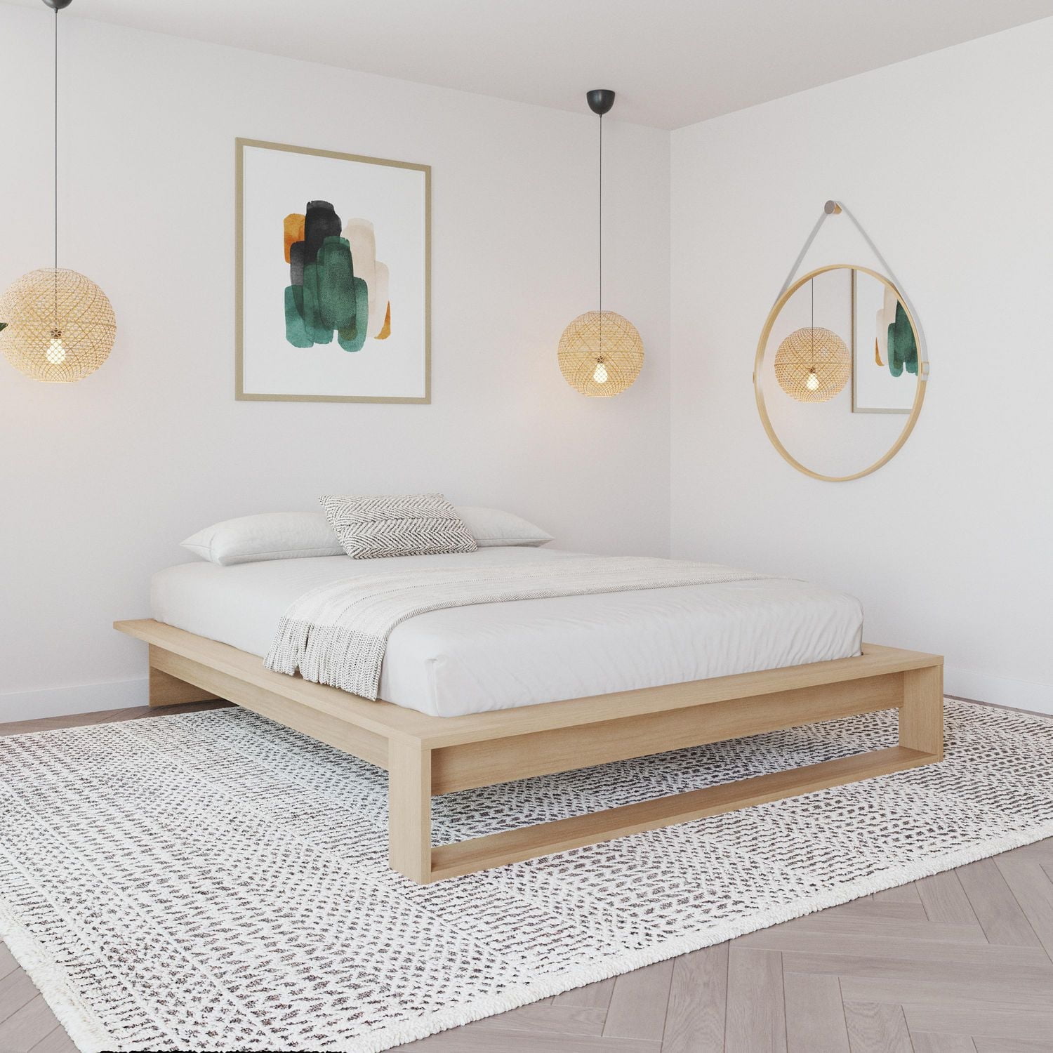 Lido Queen Size Platform Bed with Slats